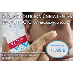 Farline Óptica PROMOCIÓN Solución Única Lentes de Contacto, con Hialuronato Sódico 2x500 ml